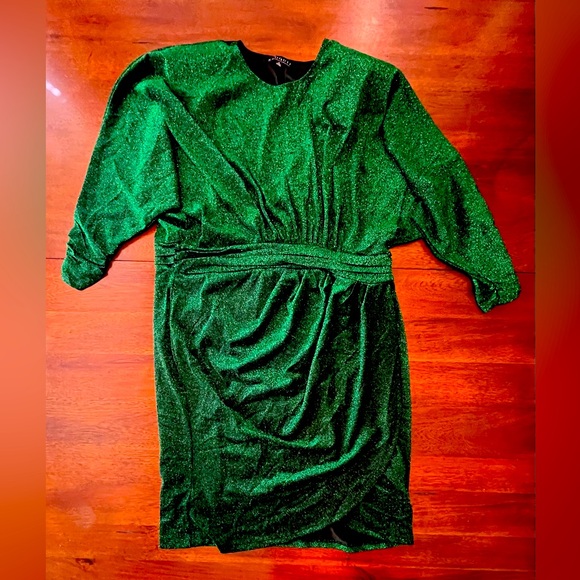 Eloquii Womens Green Metallic Round Neck Long Sleeve Sparkle Mini Dress 16 - Picture 8 of 9